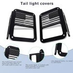 GLOBLED Jeep JK Wrangler Tail Light Covers with Flag