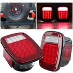 2Pcs Red Square Tail Lights for Wrangler 1979-2006