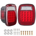 2Pcs Red Square Tail Lights for Wrangler 1979-2006