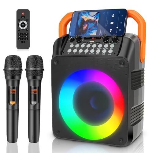 Portable Bluetooth Karaoke Machine with 2 Microphones