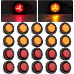 20-Pack LED Round Marker Lights, Amber & Red