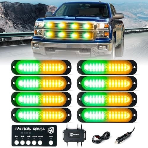 Amber Green LED Strobe Light Kit for Vehicles