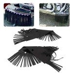 Acouto Black Leather Motorcycle Floorboard Fringe Set