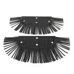 Acouto Black Leather Motorcycle Floorboard Fringe Set