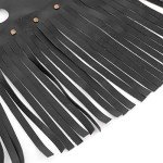 Acouto Black Leather Motorcycle Floorboard Fringe Set