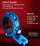 Aluminum Alloy UTV Whip Flag & Light Mount