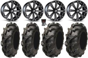 9-Piece MSA Black Kore ATV Wheel and Tire Set