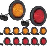 12 Pcs LED Trailer Marker Lights - Amber & Red