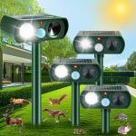 4-Pack Solar Ultrasonic Animal Repellent Devices