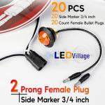 Amber LED Marker Lights with Double Female Plugs 20 Pack