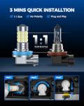 Marsauto H11 LED Fog Light Bulbs, 10,000 Lumens