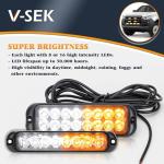 Amber White LED Strobe Light Kit for Vehicles