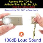 130dB Personal Safety Alarm with Strobe Light