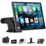 9 Inch Wireless Car Stereo with Apple Carplay & Android Auto, 4K Dash Cam, 1080p Backup Camera, GPS Navigation