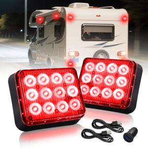 Raryloy Wireless Red Beacon LED Trailer Lights 2PCS