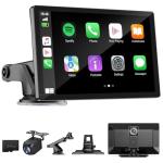 Wireless Carplay Touchscreen with Dash Cam, GPS Navigation