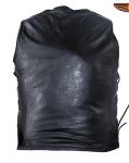 Women's Black Leather Motorcycle Vest with Pockets