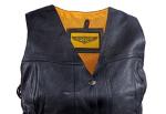 Women's Black Leather Motorcycle Vest with Pockets