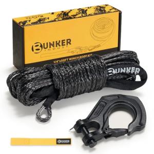 BUNKER INDUST 1/4" x 50' Synthetic Winch Rope Kit