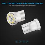 Bright White T10 LED Dash Light Bulbs - 10 Pack