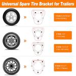 Kunzye Spare Tire Mount for Trailer, Black Steel