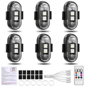 6PCS Wireless LED Car Lights with Remote Control
