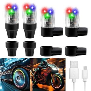 Colorful LED Tire Valve Stem Lights - 4 Pack