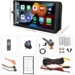 Double Din Car Stereo with Apple Carplay, HD Touch Screen