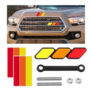 Tri-Color Grille Badge for Toyota Cars (Yellow/Orange/Red)