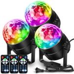 3-Pack Sound Activated Disco Ball Party Lights