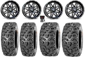 MSA Black Vibe ATV Wheels & Bear Claw Tires Bundle