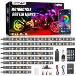 8PCS App-Controlled RGB Motorcycle Underglow Light Kit