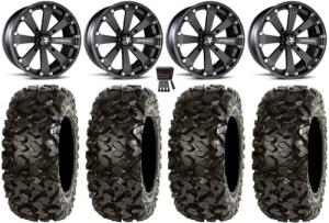 9-Piece Bundle: MSA Black Kore ATV Wheels & Tires