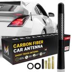 Carbon Fiber Universal Car Antenna: 5” Polished Black