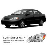 Toyota Corolla 2003-2008 Headlight Assembly Set, Chrome Housing