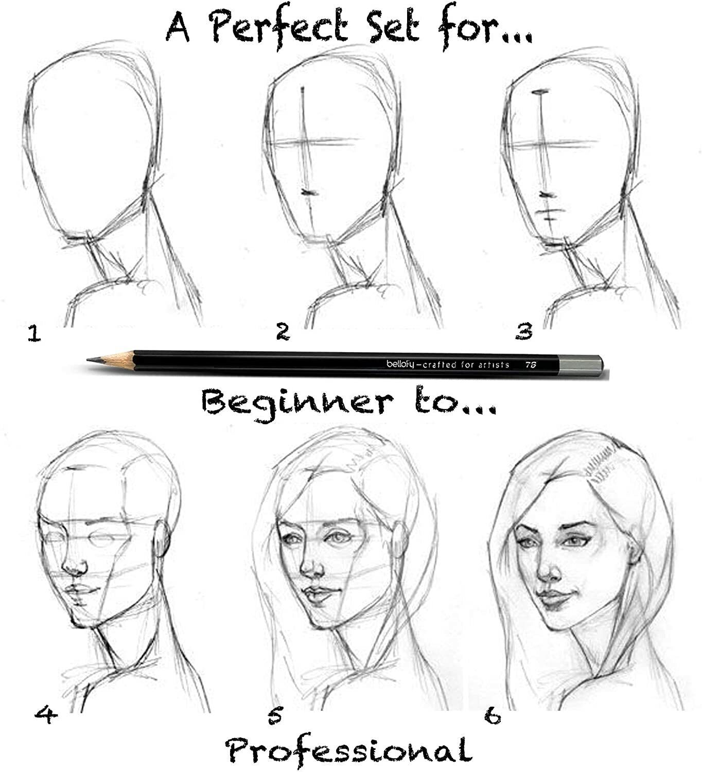 Professional Graphite Sketching Pencils (12-Piece Set)