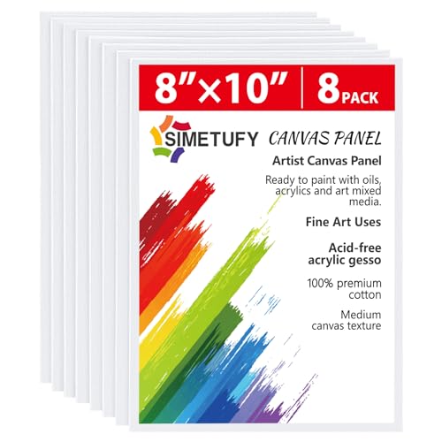 8x10 Inch Canvases: 8 Pack of Primed Cotton Panels