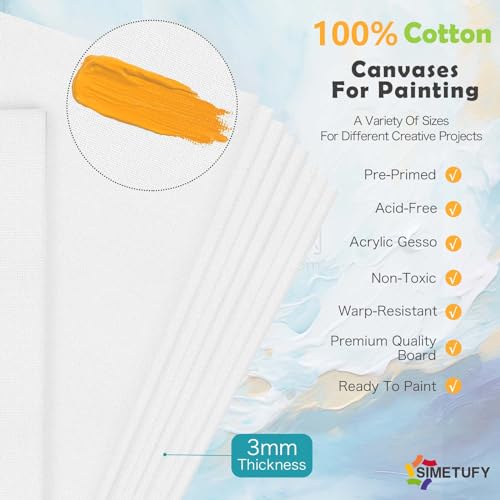 8x10 Inch Canvases: 8 Pack of Primed Cotton Panels