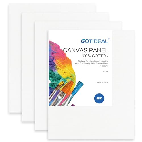 8x10 Canvas Boards Set of 4 - Gesso Primed White