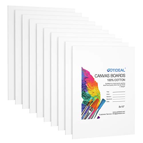10-Pack 8x10" Gesso Primed White Canvas Panels