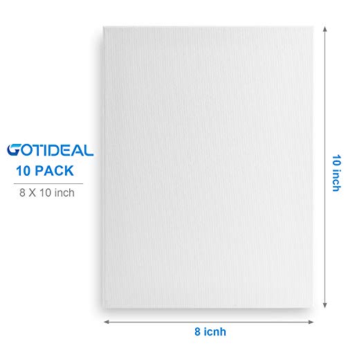 10-Pack 8x10" Gesso Primed White Canvas Panels
