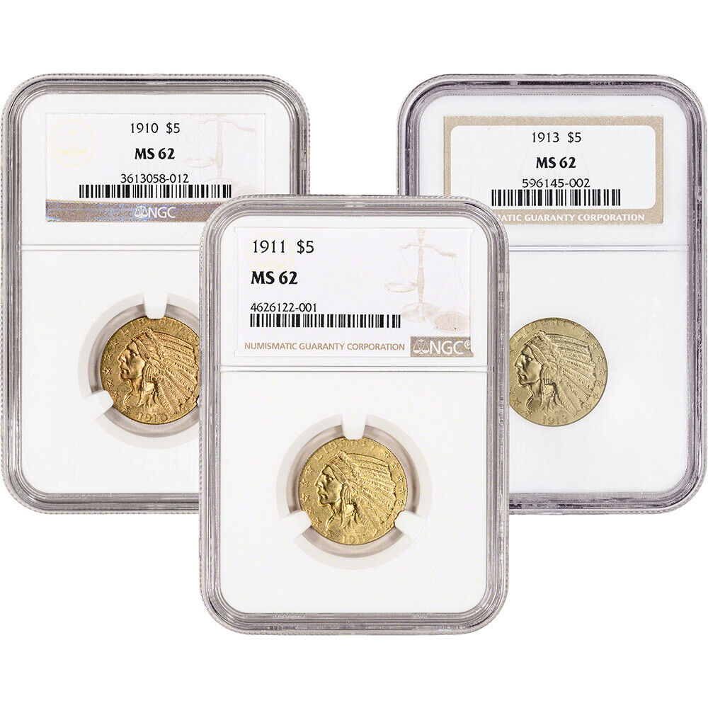 US Gold $5 Indian Head NGC MS62 - Random Date