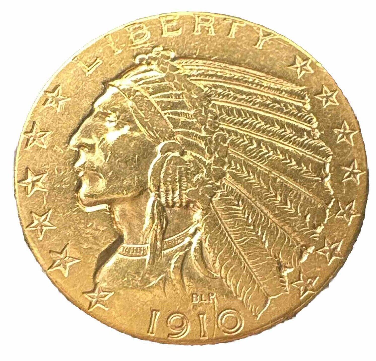 1910 P $5 Indian Head Gold Half Eagle