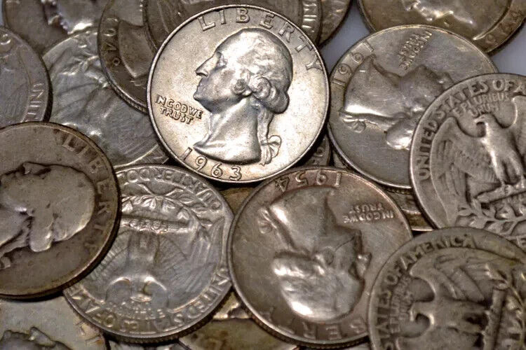 1932-1964 Washington Quarters 90% Junk Silver Coins Investment