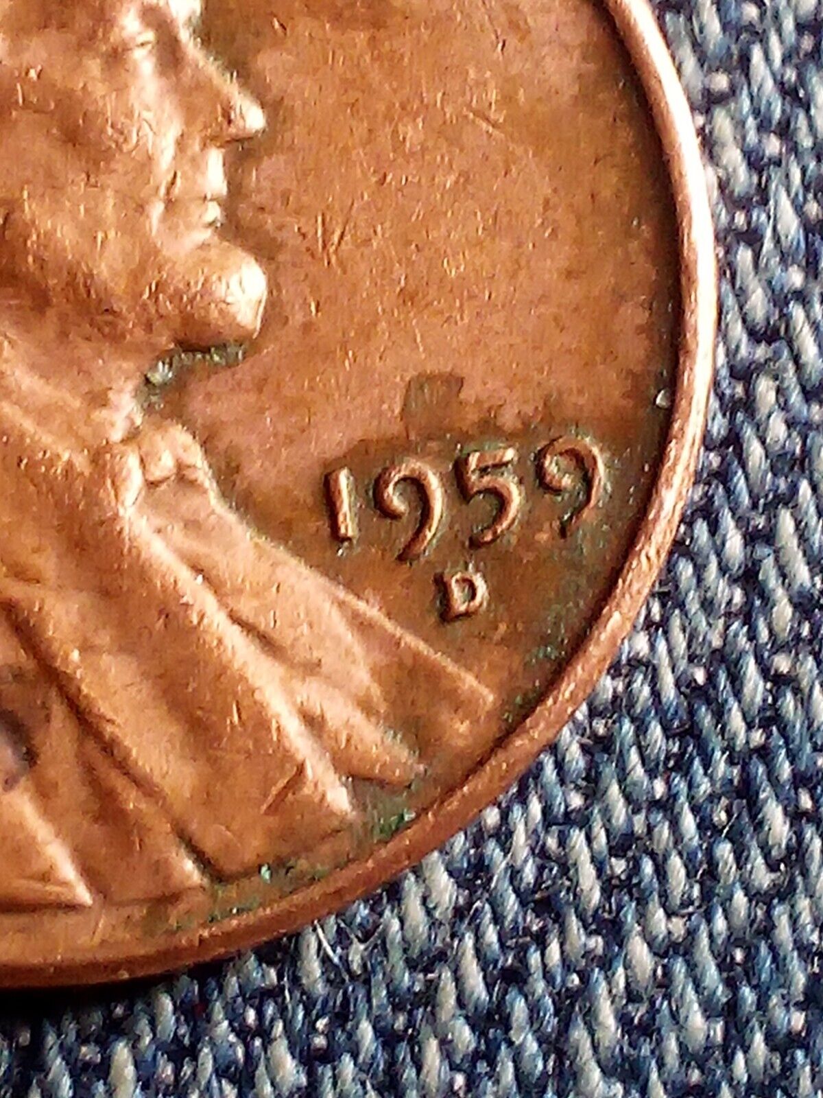 1959 D Lincoln Penny Error "L" - Rare Coin
