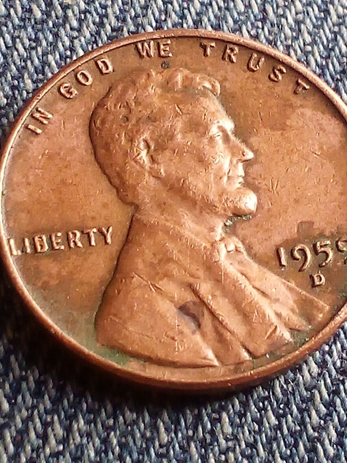 1959 D Lincoln Penny Error "L" - Rare Coin