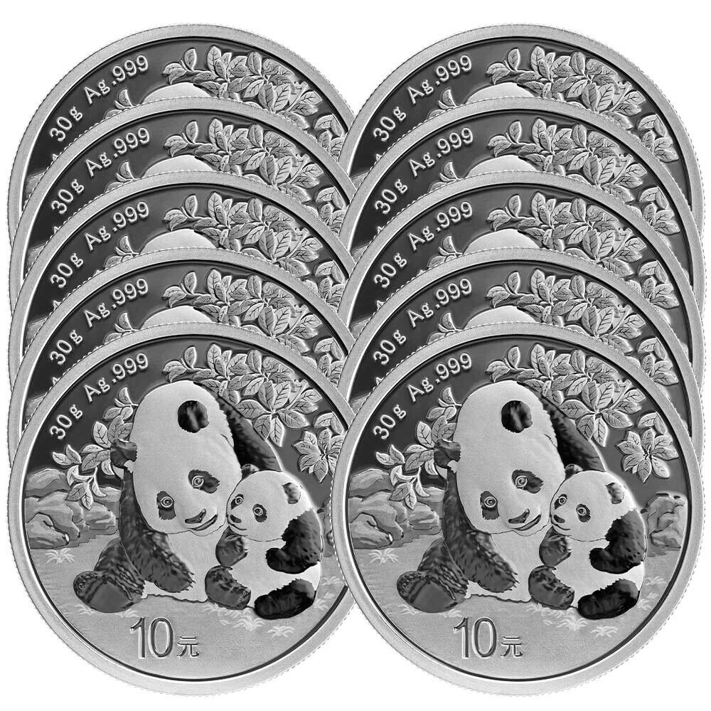 10 Yuan Silver Chinese Panda Coins - Lot of 10