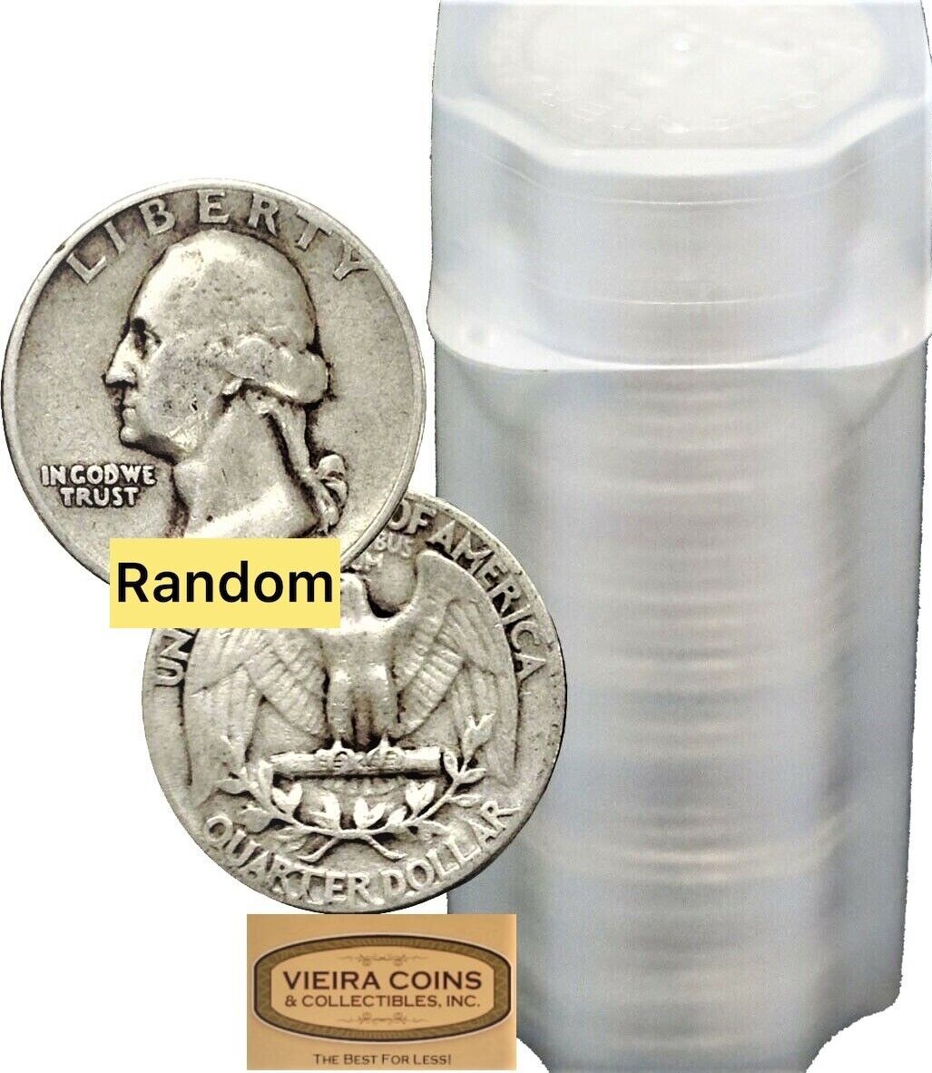 40 Washington Silver Quarters, $10 Face Value - G-XF