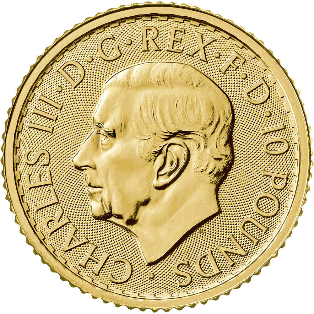 2023 Gold Britannia £10 King Charles - 1/10 oz