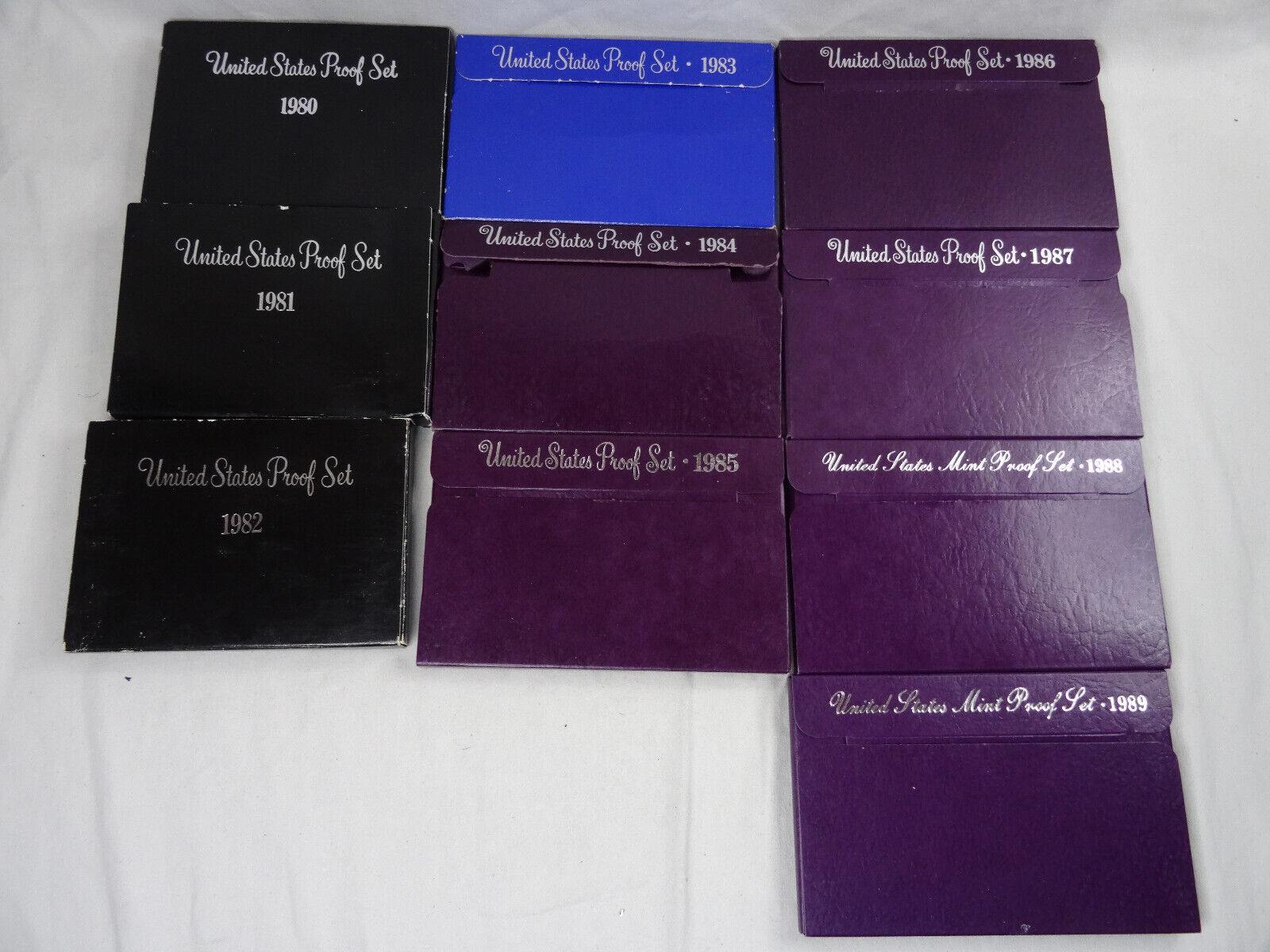 Lot of 10 US Mint Proof Sets 1980-1989